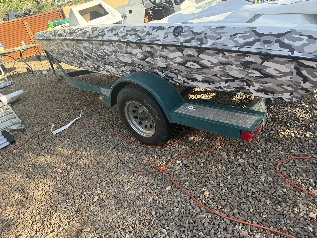Custom camo boat wrap example