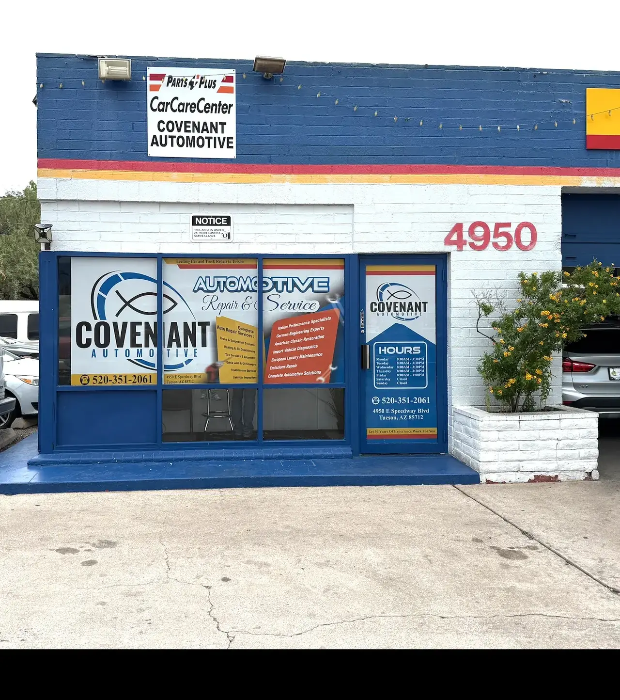 Covenant Automotive storefront window graphics and perforation